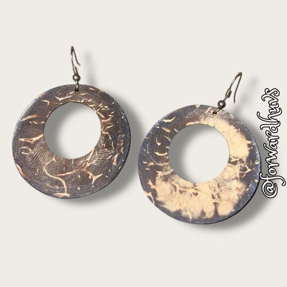 Bundle Sale 3 for $15 | Brown Distressed Wooden Earrings – 1 3/4” - Picture 5 of 6